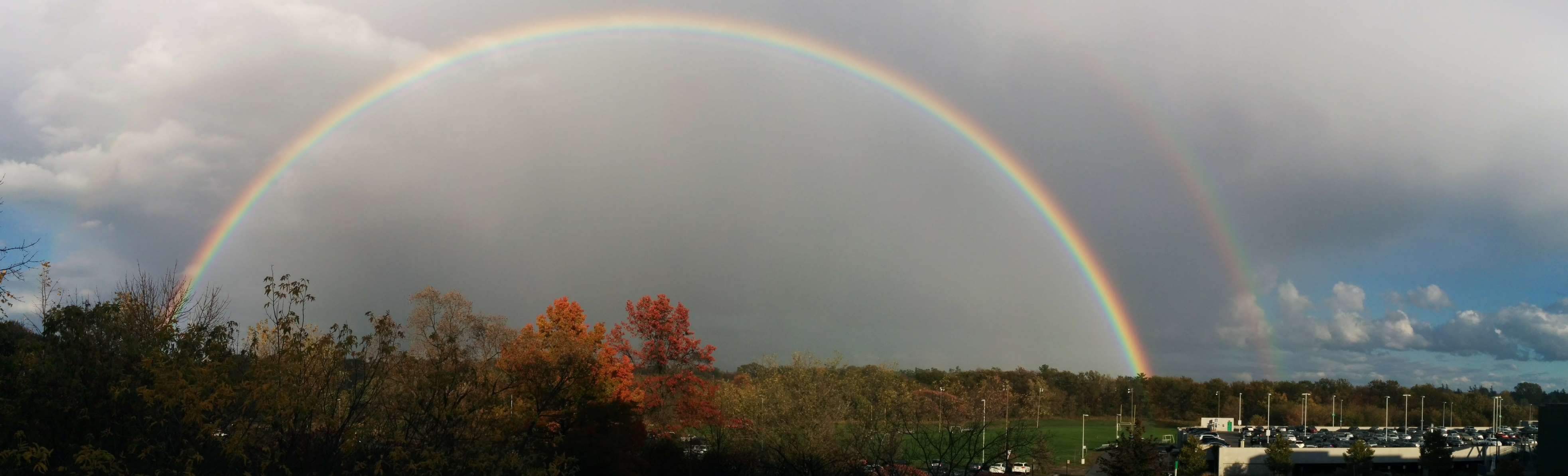 Rainbow out the window of the archaeology lab at utm.